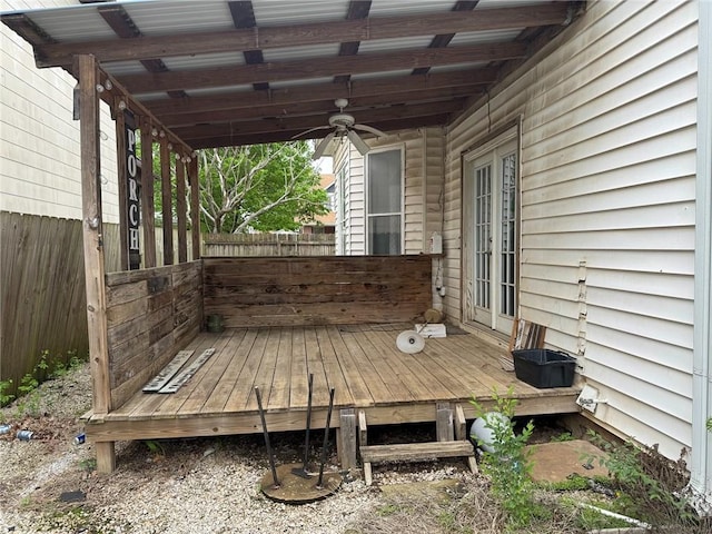 deck featuring a ceiling fan