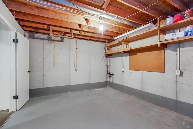 view of unfinished basement