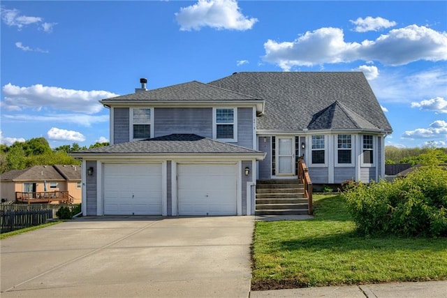 8403 NE 115th Ter, Kansas City, MO 64157 - split level home featuring driveway, a garage, and roof with shingles