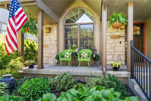 9808 N Hedges Ave, Kansas City, MO 64157 - property entrance with covered porch and stone siding