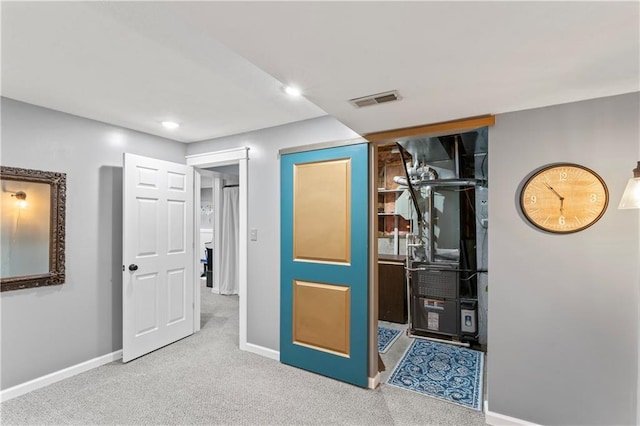 9808 N Hedges Ave, Kansas City, MO 64157 - hall with baseboards, carpet flooring, and recessed lighting