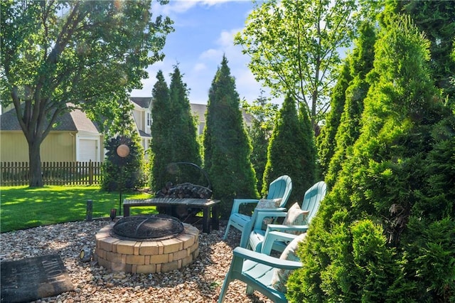 9808 N Hedges Ave, Kansas City, MO 64157 - view of yard featuring an outdoor fire pit