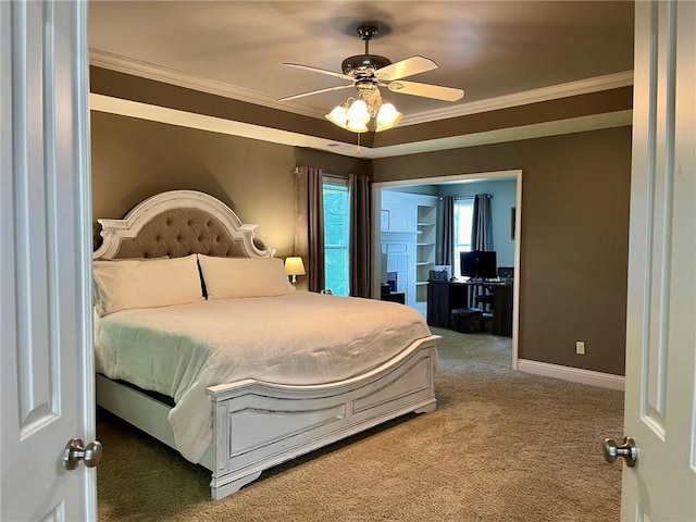 14692 S Garnett St, Olathe, KS 66062 - bedroom featuring carpet, crown molding, a desk, and a ceiling fan