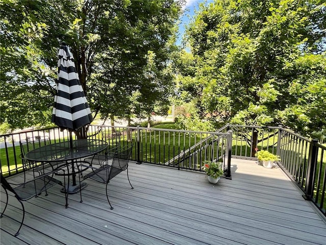 14692 S Garnett St, Olathe, KS 66062 - wooden terrace with outdoor dining space