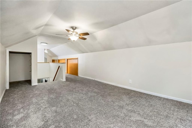 1910 Ottawa St, Leavenworth, KS 66048 - bonus room featuring lofted ceiling, carpet, baseboards, and ceiling fan