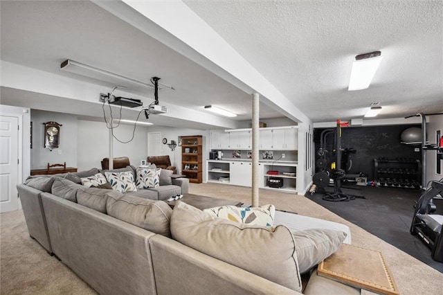 17201 NE 136th St, Kearney, MO 64060 - living room featuring light colored carpet and a textured ceiling