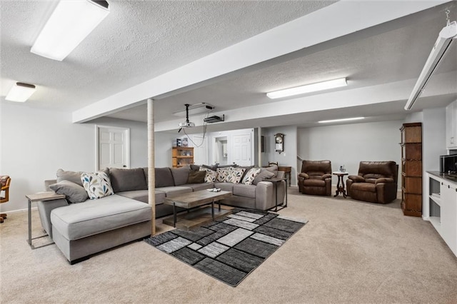 17201 NE 136th St, Kearney, MO 64060 - living room featuring light colored carpet and a textured ceiling