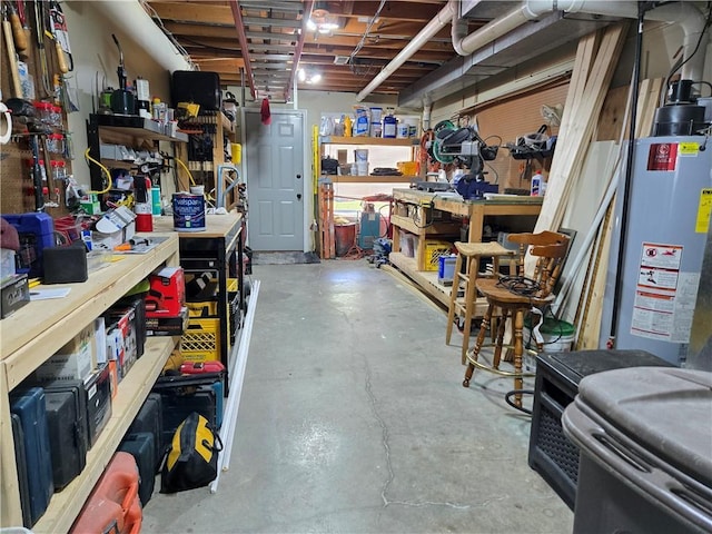 17201 NE 136th St, Kearney, MO 64060 - unfinished basement featuring a workshop area and water heater