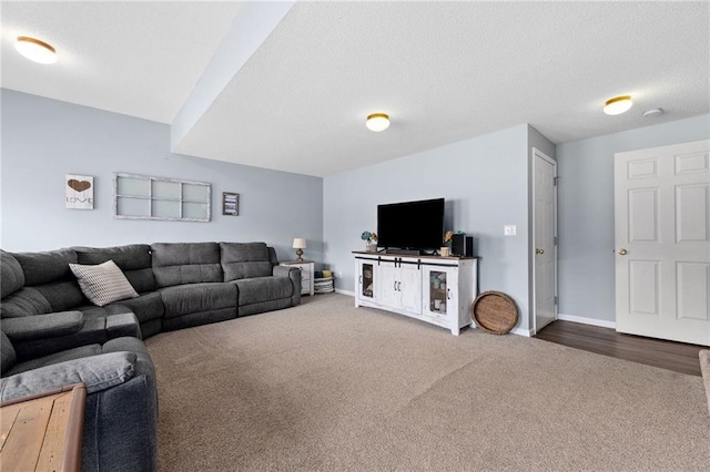 11004 N Kentucky Pl, Kansas City, MO 64157 - living area with carpet floors, baseboards, and a textured ceiling