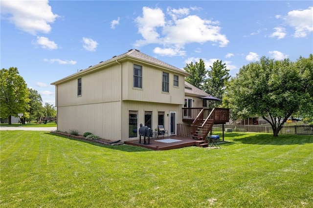 11004 N Kentucky Pl, Kansas City, MO 64157 - rear view of house featuring a wooden deck and stairway