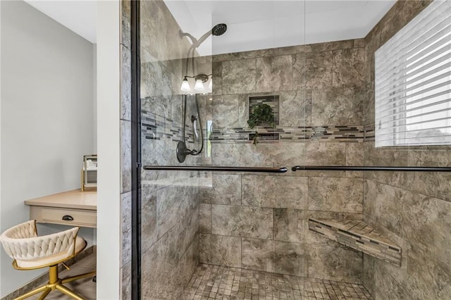 full bath featuring a tile shower