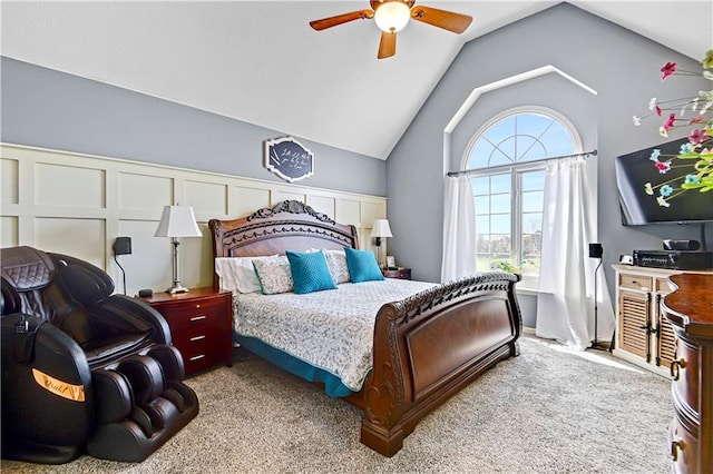 8904 NE 94th Pl, Kansas City, MO 64157 - carpeted bedroom featuring vaulted ceiling and a ceiling fan
