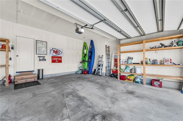 garage with a garage door opener