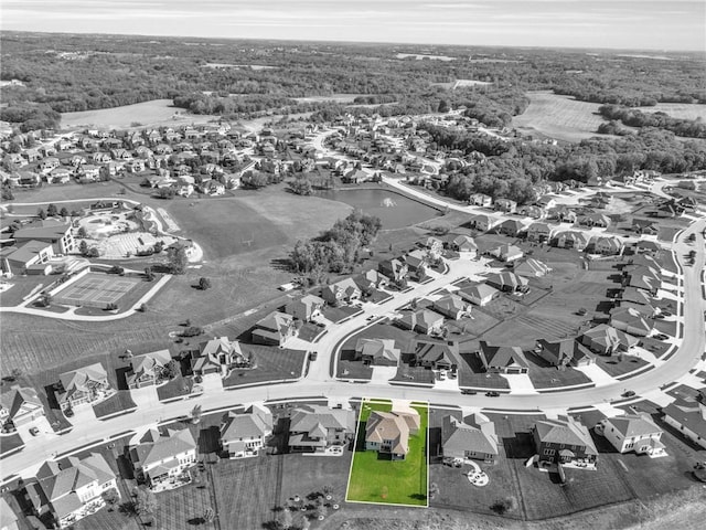 aerial perspective of suburban area featuring property boundaries highlighted