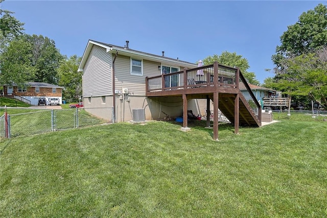 211 Carla St, Excelsior Springs, MO 64024 - rear view of house featuring a deck, a gate, stairway, and cooling unit