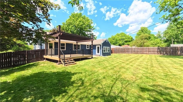 back of house featuring a pergola and a deck