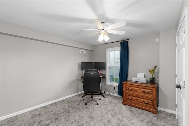 957 NW Dogwood Dr, Grain Valley, MO 64029 - office with carpet, ceiling fan, and baseboards