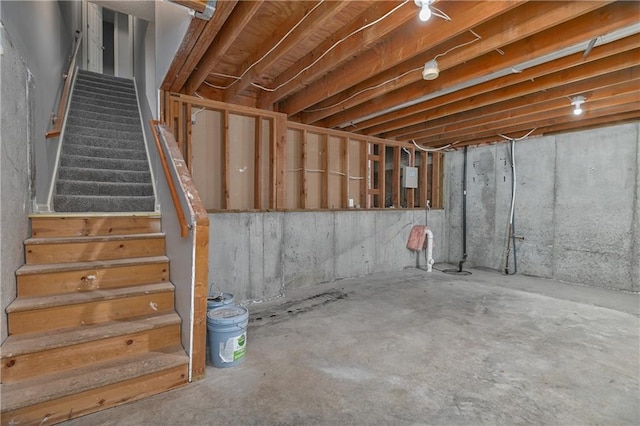 unfinished below grade area with stairs