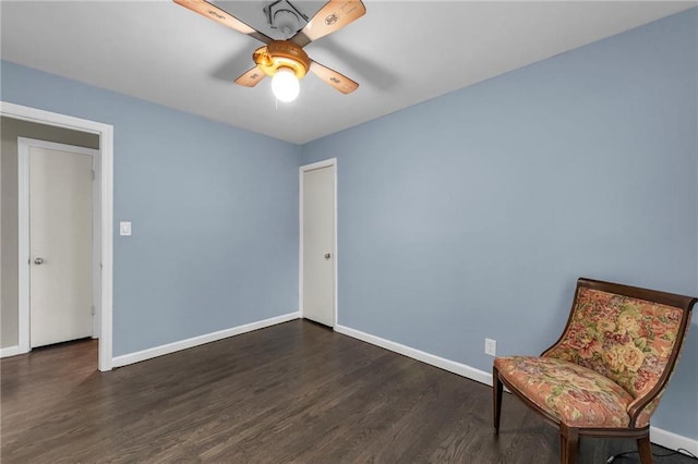 1400 NE 67th Ter, Gladstone, MO 64118 - unfurnished room with baseboards, dark wood-style floors, and ceiling fan