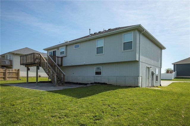 605 Carr St, Knob Noster, MO 65336 - back of house featuring a patio area, stairs, and a wooden deck