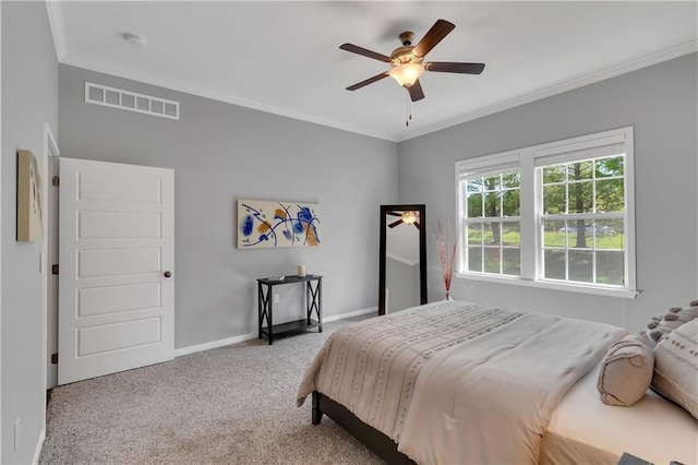 11961 S Tallgrass Dr Unit 403, Olathe, KS 66061 - carpeted bedroom featuring baseboards, crown molding, and ceiling fan