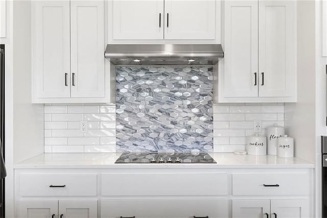 16780 W 170th Ct, Olathe, KS 66062 - kitchen with extractor fan, black electric stovetop, white cabinetry, and tasteful backsplash