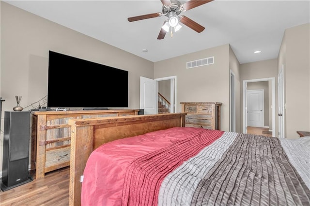 21923 W 116th Pl, Olathe, KS 66061 - bedroom featuring light wood-type flooring, recessed lighting, and ceiling fan