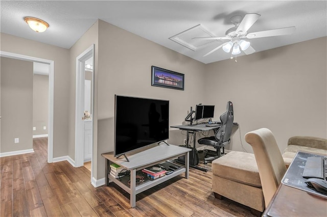 21923 W 116th Pl, Olathe, KS 66061 - office space featuring ceiling fan, wood finished floors, and baseboards