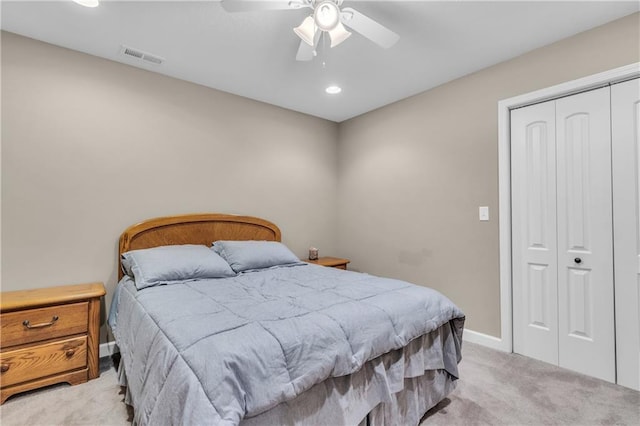 21923 W 116th Pl, Olathe, KS 66061 - bedroom featuring carpet, a closet, baseboards, recessed lighting, and ceiling fan