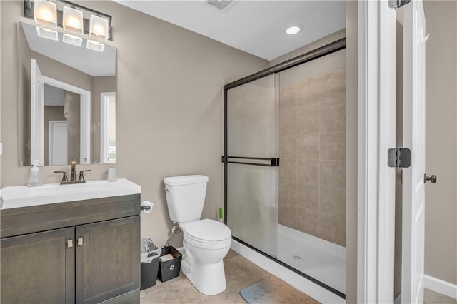 21923 W 116th Pl, Olathe, KS 66061 - bathroom with toilet, a stall shower, vanity, and tile patterned floors