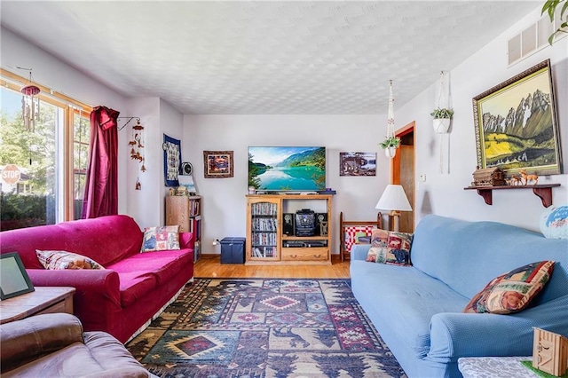 603 W 30th St, Higginsville, MO 64037 - living room with wood finished floors and a textured ceiling