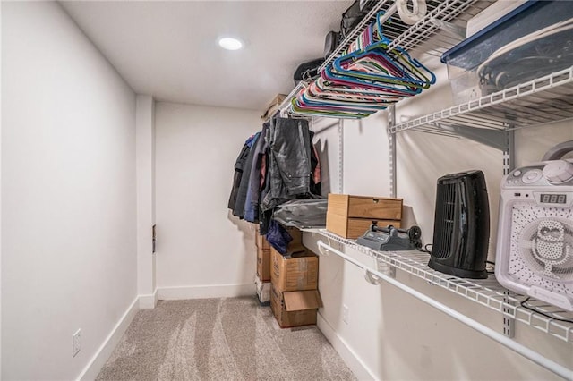spacious closet featuring carpet floors