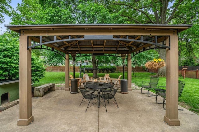 view of patio featuring a gazebo