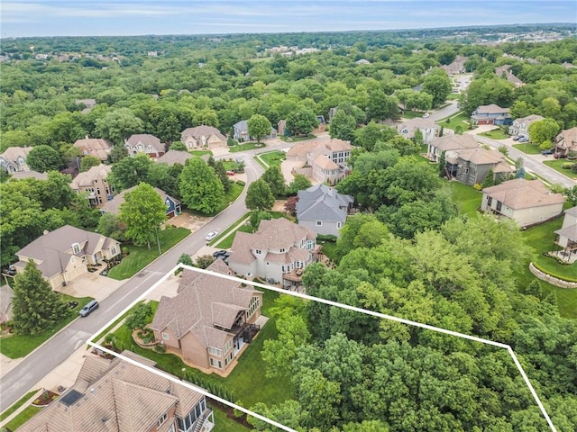 8129 Clearwater Pt, Parkville, MO 64152 - aerial perspective of suburban area with property parcel outlined