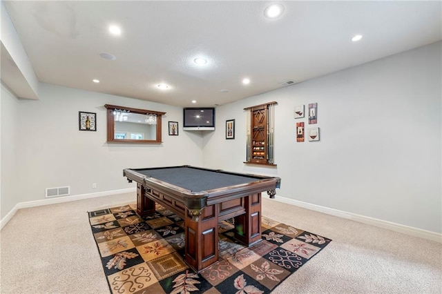 8129 Clearwater Pt, Parkville, MO 64152 - game room with carpet flooring, billiards table, and recessed lighting