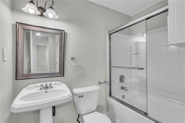 4203 E 113th St, Kansas City, MO 64137 - bathroom with a sink, toilet, and enclosed tub / shower combo