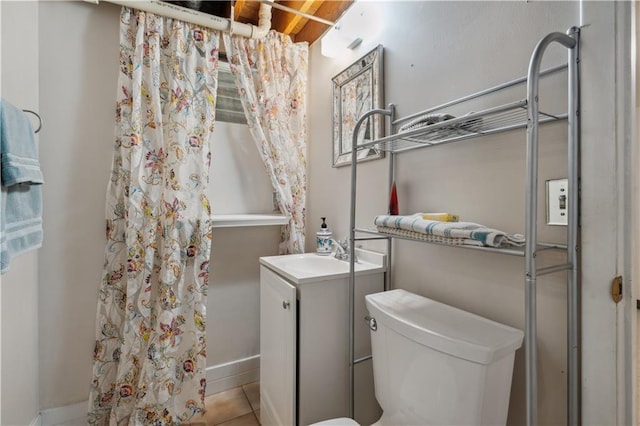 2113 N 155th St, Basehor, KS 66007 - full bath with vanity, toilet, curtained shower, and tile patterned floors