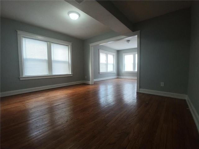 2708 Benton Blvd, Kansas City, MO 64128 - spare room featuring dark wood-style flooring and baseboards
