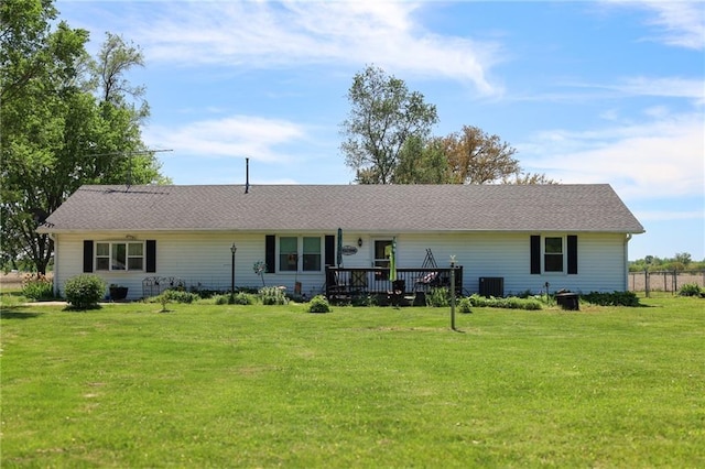 7164 State Route T Hwy, Amazonia, MO 64421 - rear view of property with central AC unit and a wooden deck