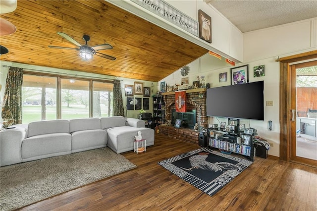 13813 Petty Rd, Kearney, MO 64060 - living area featuring ceiling fan, wood finished floors, and lofted ceiling