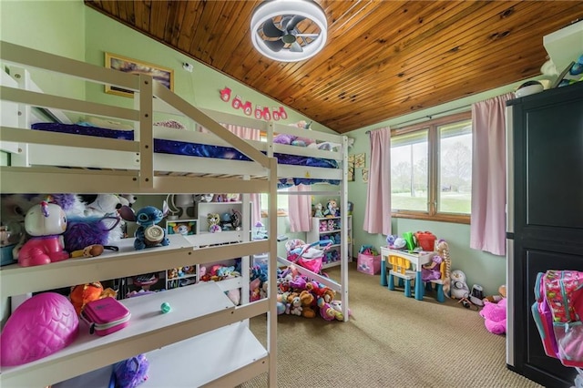 13813 Petty Rd, Kearney, MO 64060 - bedroom featuring wooden ceiling, vaulted ceiling, and carpet floors