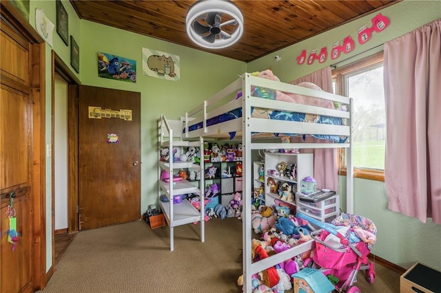 13813 Petty Rd, Kearney, MO 64060 - bedroom with carpet flooring, wood ceiling, and baseboards