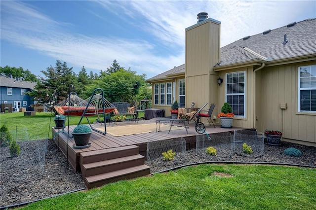 748 SW Windsong Cir, Lees Summit, MO 64082 - wooden deck featuring a lawn