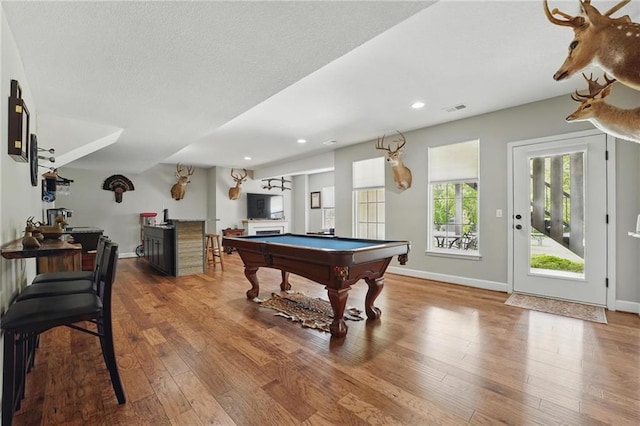 17311 Blue Moon Ln, Tonganoxie, KS 66086 - playroom featuring billiards table, wood finished floors, recessed lighting, and baseboards