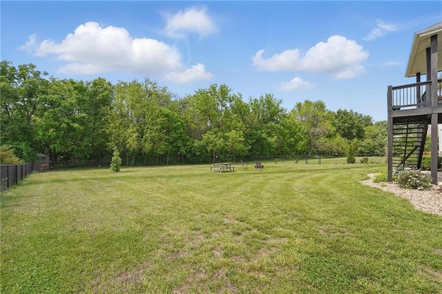 17311 Blue Moon Ln, Tonganoxie, KS 66086 - view of yard featuring stairs and a wooden deck