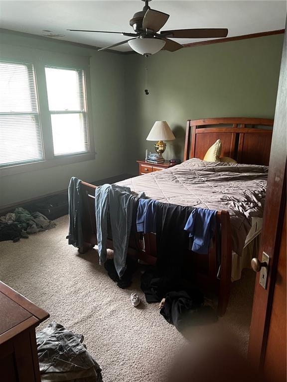 315 W 4th St, Ottawa, KS 66067 - carpeted bedroom with a ceiling fan