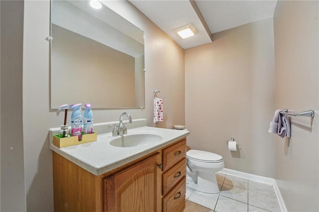 14927 S Caenen Ln, Olathe, KS 66062 - half bathroom with vanity, toilet, tile patterned floors, and baseboards