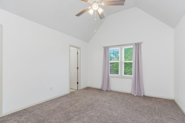 9008 N Hunter Ave, Kansas City, MO 64157 - unfurnished room with light colored carpet, a ceiling fan, and high vaulted ceiling