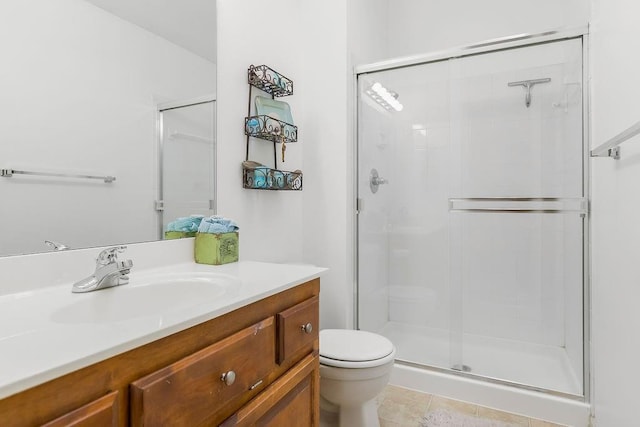 9008 N Hunter Ave, Kansas City, MO 64157 - full bathroom featuring a shower stall, vanity, and tile patterned flooring