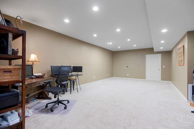 9008 N Hunter Ave, Kansas City, MO 64157 - carpeted home office featuring recessed lighting and baseboards